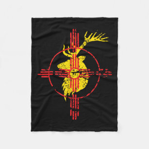 New Mexico State Flag Elk Hunting Zia Symbol Desig Fleece Blanket