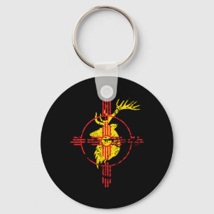New Mexico State Flag Elk Hunting Zia Symbol Desig Key Ring