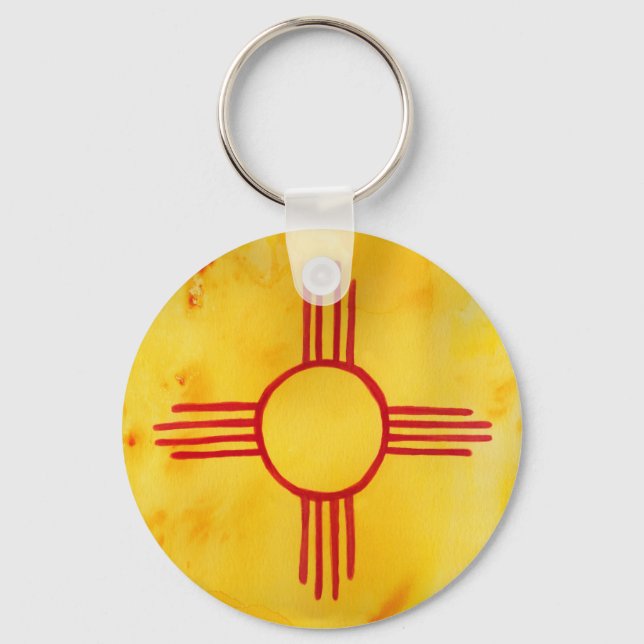 New Mexico State Flag Watercolor Key Ring (Front)