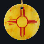 New Mexico State Flag Watercolor Painting Ceramic Tree Decoration<br><div class="desc">Check out this sweet watercolor painting of the New Mexico State Flag and look for it on matching items like tshirts,  stickers,  pillows,  mugs and more!</div>