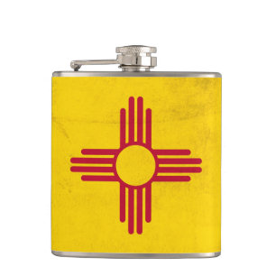 New Mexico State Flag- Zia Sun Hip Flask