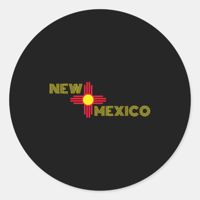 New Mexico State Flag Zia Sun Symbol  Classic Round Sticker (Front)