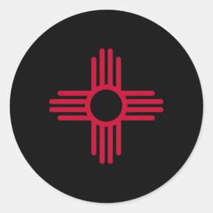 New Mexico State Flag Zia Symbol Flag Classic Round Sticker