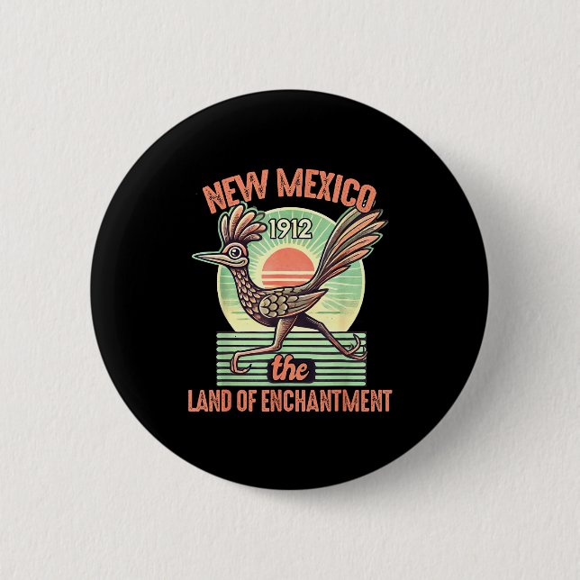 New Mexico State Land Of Enchantment Road Runner S 6 Cm Round Badge (Front)