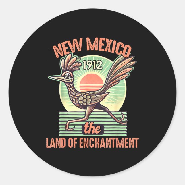 New Mexico State Land Of Enchantment Road Runner S Classic Round Sticker (Front)
