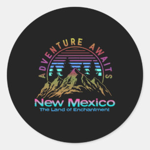 New Mexico State Retro Vintage Outdoors & Nm M Classic Round Sticker