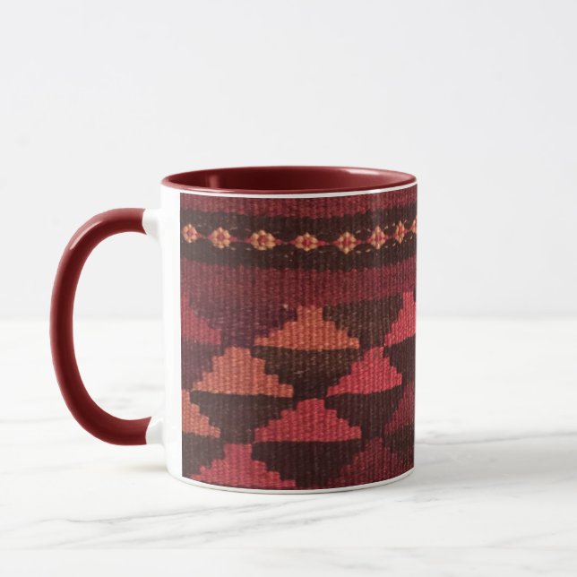 New Mexico style, Moroccan Rug, burgundy details Mug (Left)