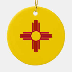 New Mexico (US State) Flag Ceramic Tree Decoration