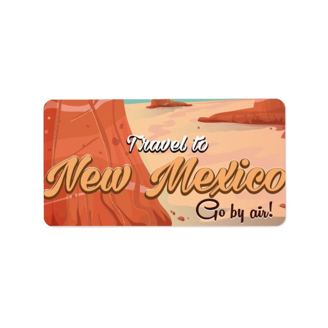 New Mexico vintage travel poster print Label (Front)