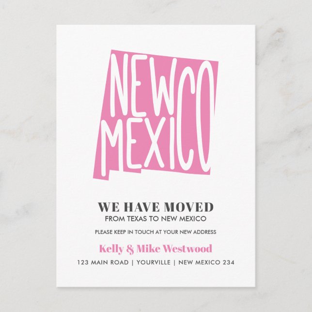 NEW MEXICO We've moved New address New Home  Postcard (Front)