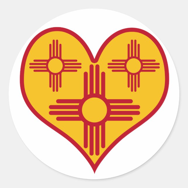 New Mexico Zia Heart Classic Round Sticker (Front)