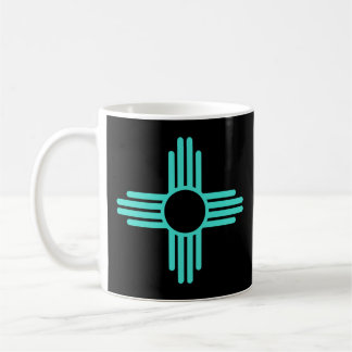 New Mexico Zia Sun in Turquoise Blue Coffee Mug