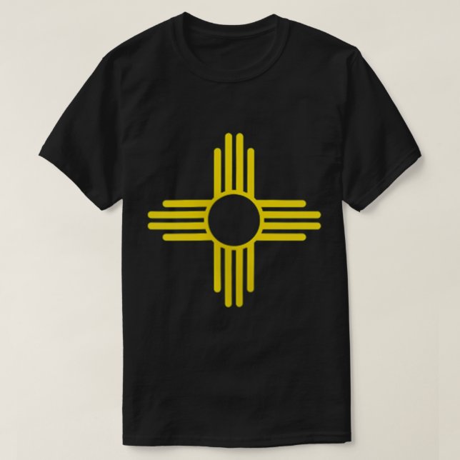 New Mexico Zia Sun Symbol Pocket Design Yellow Zia T-Shirt (Design Front)