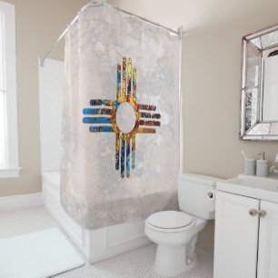 New Mexico Zia Sun Symbol Shower Curtain