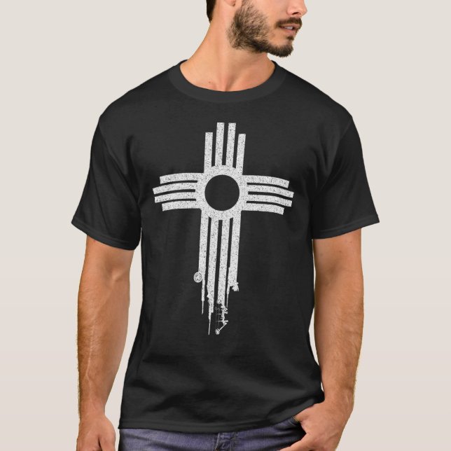 New Mexico Zia Symbol Hunting and Fishing Graphic  T-Shirt (Front)