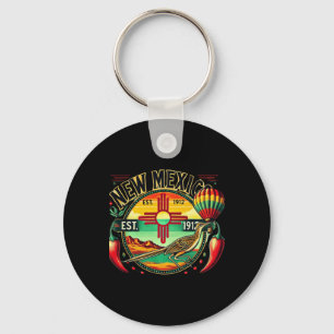 New Mexico Zia Symbol, Roadrunner &amp; Chile Pepp Key Ring