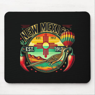 New Mexico Zia Symbol, Roadrunner &amp; Chile Pepp Mouse Pad