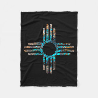 New Mexicos Zia Sun Symbol Fleece Blanket