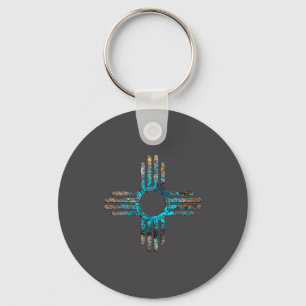 New Mexicos Zia Sun Symbol  Key Ring