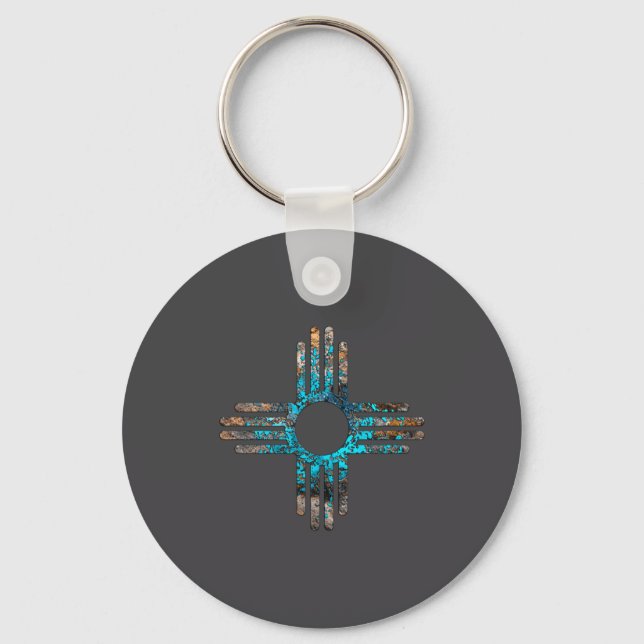 New Mexicos Zia Sun Symbol  Key Ring (Front)