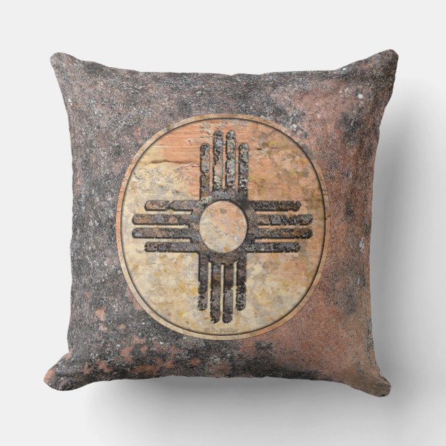 New Mexico's Zia Sun Symbol - Talking Canyons Cushion (Front)