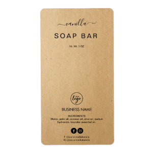 New Minimalist Kraft Soap Bar Product Labels