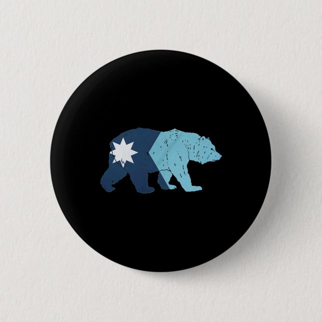New Minnesota State Flag Bear  6 Cm Round Badge (Front)