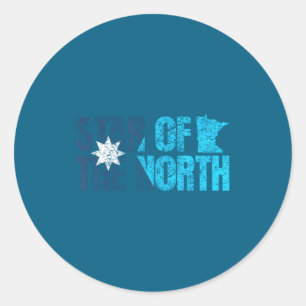 New Minnesota State Flag Mn Star Of The North Map  Classic Round Sticker