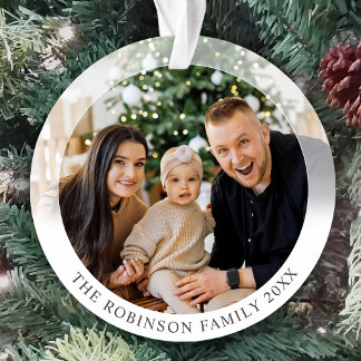 New Modern Style Double Sided Two photo Custom Ornament