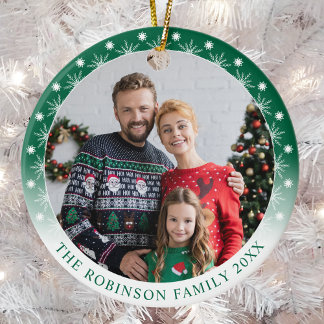 New Modern Style Double Sided Two photo Snowflakes Ceramic Tree Decoration