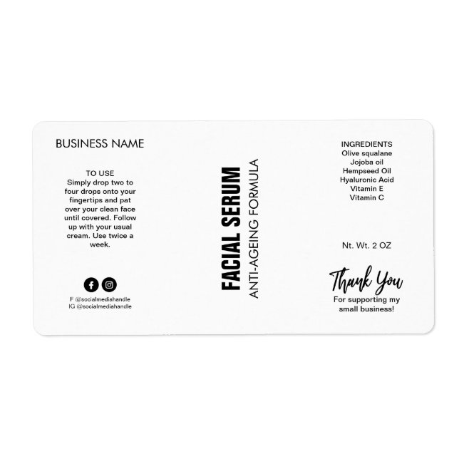 New Modern White Dropper Bottle Labels (Front)