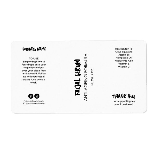 New Modern White Dropper Bottle Labels (Front)