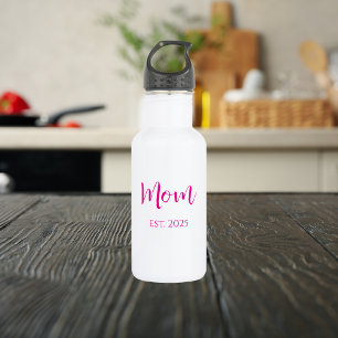 New Mom Hot Pink Elegant Script Mother's Day  532 Ml Water Bottle