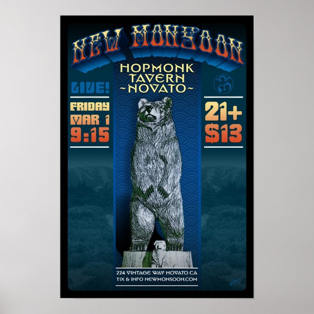 New Monsoon Hopmonk Tavern Novato CA  2013 Poster (Front)