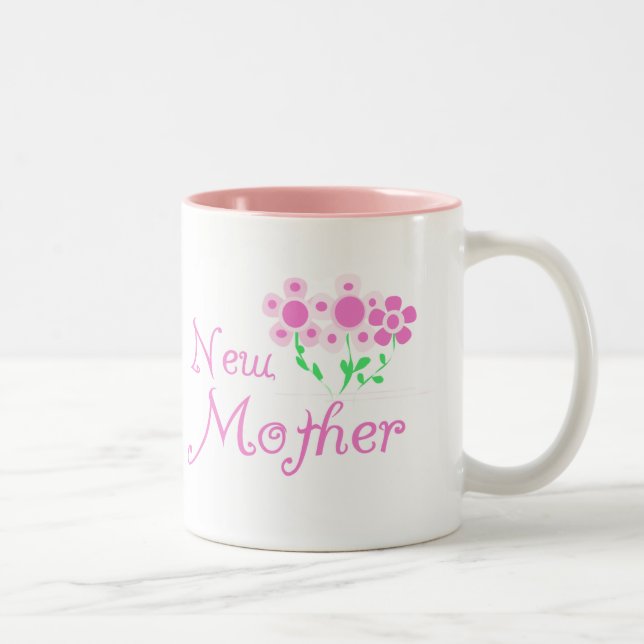 New Mother Pink Flowers T-shirts and Gifts Two-Tone Coffee Mug (Right)