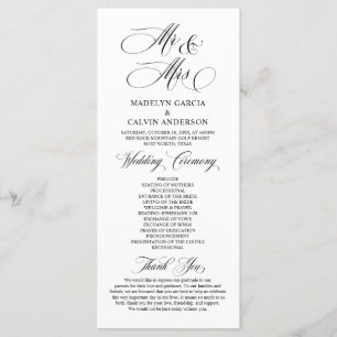 New Mr and Mrs, Classy Wedding Ceremony Programme