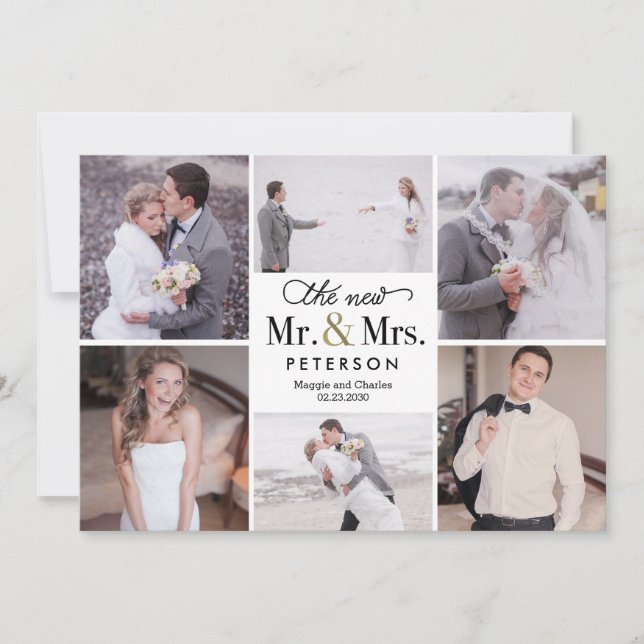 New Mr and Mrs Wedding Photo Thank You Card (Front)