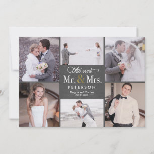 New Mr and Mrs Wedding Photo Thank You Card Chalk