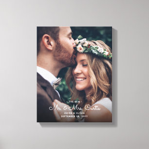 New Mr & Mrs Newlyweds Photo Chic Wedding Keepsake Canvas Print