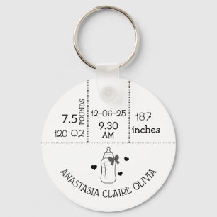 New mum Baby arrival baby stats new baby Gift Key Ring