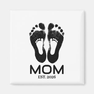 New Mum Baby Footprints Established Date Magnet