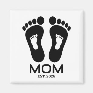 New Mum Baby Footprints Established Date  Magnet