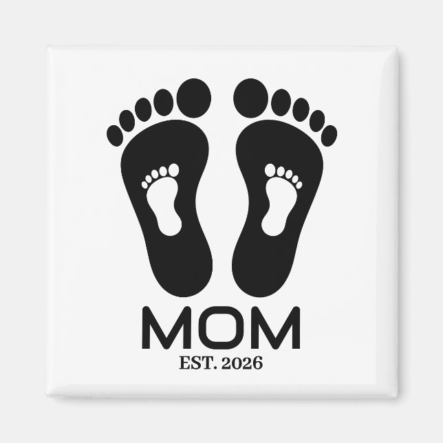 New Mum Baby Footprints Established Date  Magnet (Front)