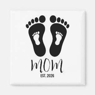 New Mum Baby Footprints Established  Magnet