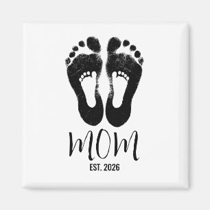 New Mum Baby Footprints Script Est. Date Magnet