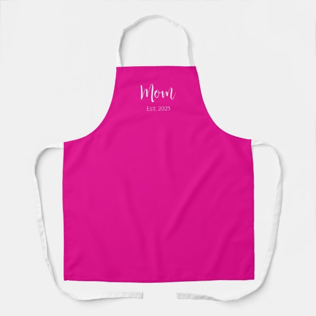 New Mum Cute Hot Pink Mother's Day Kitchen Apron (Front)