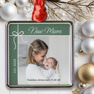New Mum First Christmas Photo Metal Tree Decoration