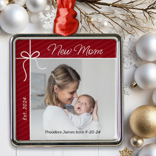 New Mum First Christmas Photo Metal Tree Decoration