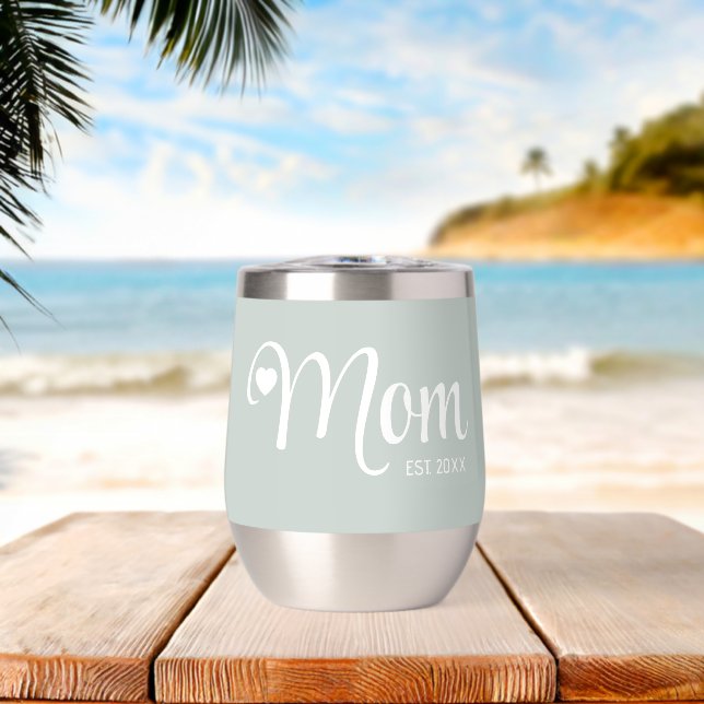 New Mum Gift Sage Green Script Mum Established  (Beach (Rotated))