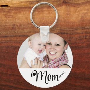 New Mum Gift Script Photo Mum Established  Key Ring
